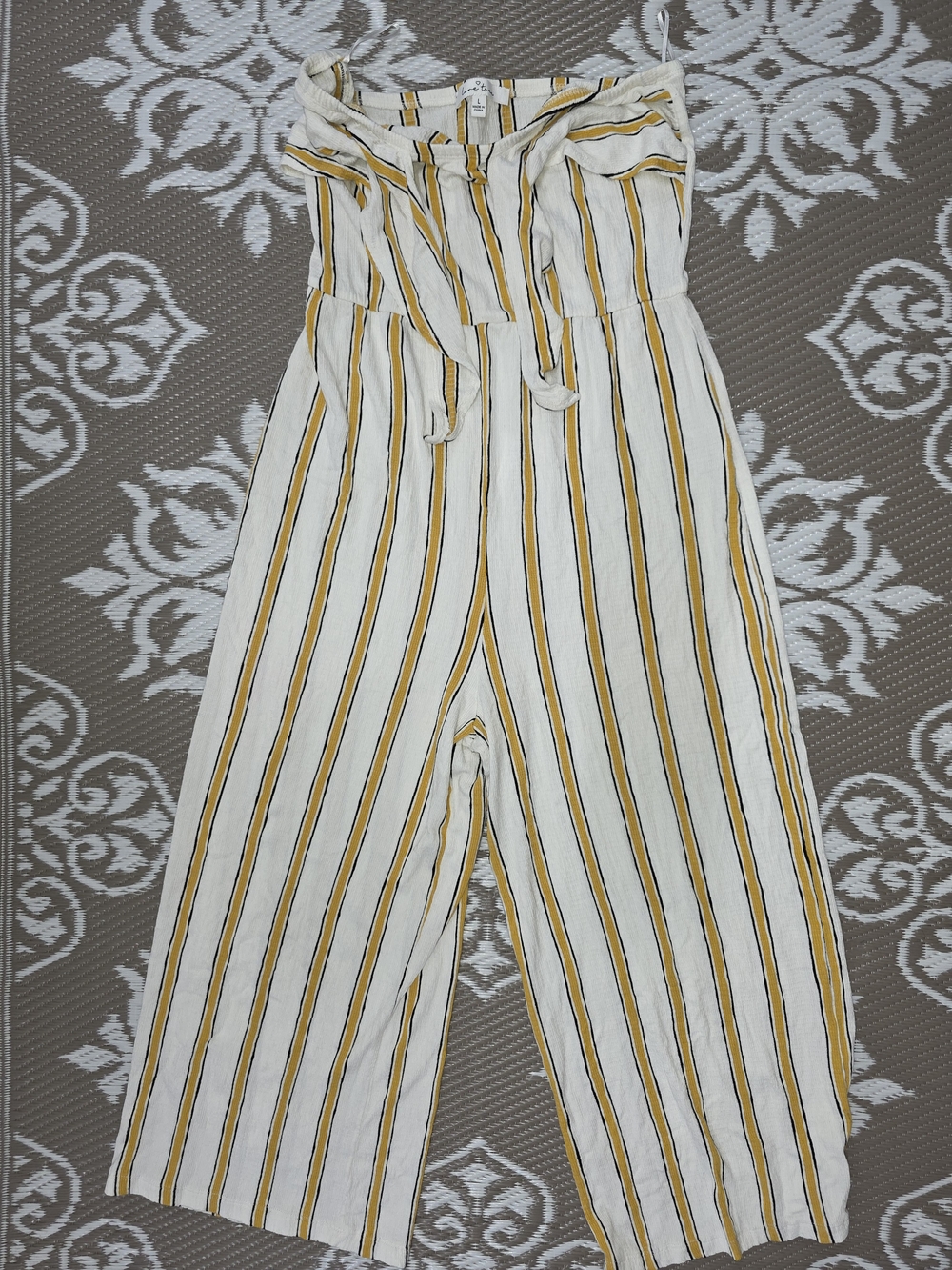 Love Tree White Jumpsuit with Yellow & Black Stripes